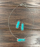 Rounded Bar Turquoise Necklace Earrings Set