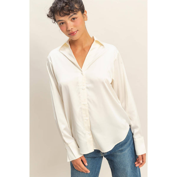 Takin' The Slow Ride Satin Button Up Top
