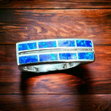 Blue Opalite Inlay Ring on Sterling Silver - Size 10