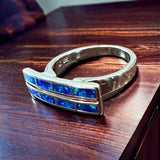 Blue Opalite Inlay Ring on Sterling Silver - Size 10