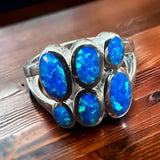 Blue Opalite Multi-stone Ring on Sterling Silver - Size 7