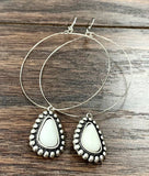 White Turquoise Hoop Earrings