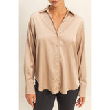 Takin' The Slow Ride Satin Button Up Top
