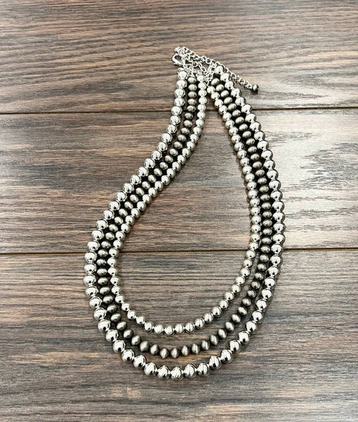 Handmade Silver & Navajo Bead Necklace
