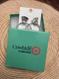 Western Card Theme Hoop Earrings with Playing Card Detail — 2" Drop
