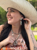 Western Card Theme Hoop Earrings with Playing Card Detail — 2" Drop