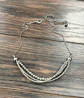 Handmade Silver Navajo Bead & Chain Necklace