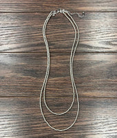 Long Double Strand 4mm Handmade Silver Navajo Bead Necklace