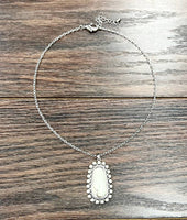 Bubble Rimmed White Turquoise Necklace