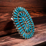 Commanding Turquoise & Sterling Cluster Ring by Philena Byjoe - Size 8