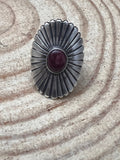 Concho Ring with Purple Spiny Oyster by Raymond Coriz - Size 7+ adjustable