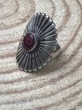 Concho Ring with Purple Spiny Oyster by Raymond Coriz - Size 7+ adjustable