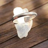 Coral and mother of pearl ring - flower style - size 5