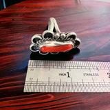 Coral ring - signed A Chapo on hand stamped sterling - size 7
