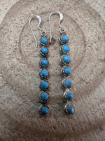 Cordelia Waknwa Zuni Handmade Sterling and Kingman Turquoise Dangle Earrings