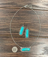 Rounded Bar Turquoise Necklace Earrings Set