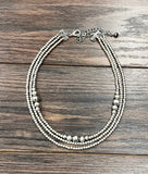 Triple Chain Cluster Handmade Silver Navajo Necklace