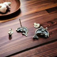 Dolphin post earring - Sterling silver