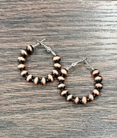 Copper Navajo Bead Hoop Earrings