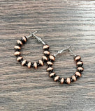 Copper Navajo Bead Hoop Earrings