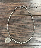 Single 4&8mm Handmade Silver Navajo Bead Necklace