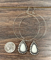 White Turquoise Hoop Earrings