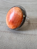 Ernest Hawthorne Spiny Oyster & Sterling Silver Ring - Size 7.5