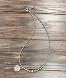 Long Handmade Graduated Silver Navajo Bead Necklace