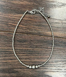 Single Strand Short Graduated Handmade Silver Navajo Bead Necklace