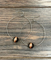 Handmade Copper Navajo Bead Hoop Earrings