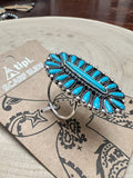 Faux Turquoise Cluster Wild Rag Scarf Slide — High-Polish Lead/Nickel-Free Western Accessory