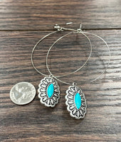 Concho Turquoise Hoop Earrings