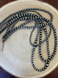 Western 4-Strand Burnished Faux Sterling Pearl Necklace — Long Layered Set (22"-35")