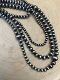 Western 4-Strand Burnished Faux Sterling Pearl Necklace — Long Layered Set (22"-35")
