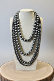 Western 4-Strand Burnished Faux Sterling Pearl Necklace — Layered Set (18"-32")