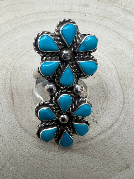 Gina Dosedo Turquoise & Sterling Silver Ring - Size 7.5 & 8.5