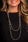66" Melon Gold Bead & Navajo Pearl Necklace