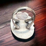 Gorgeous large blue turquoise cabochon ring on sterling - Size 7