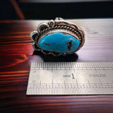 Gorgeous large blue turquoise cabochon ring on sterling - Size 7