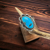 Gorgeous large blue turquoise cabochon ring on sterling - Size 7