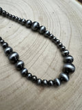 Desert Pearl Faux Graduated Silver Western Necklace — 18 Inch
