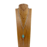 Colored Floral Concho & Chain Lariat Necklace