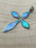James Kee Turquoise and Opalite Inlay Cross Pendant