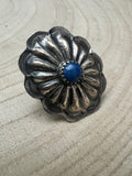 Joanee Silver Lapis Concho Adjustable Ring