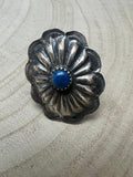 Joanee Silver Lapis Concho Adjustable Ring