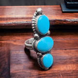 Kathleen Livingston Turquoise & Sterling Silver Ring - Size 7 + adjustable