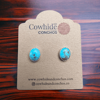 Kingman Turquoise Post Earrings - 6 x 9 mm