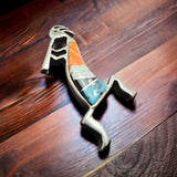 Kokopelli inlay brooch - signed by artist