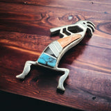 Kokopelli inlay brooch - signed by artist