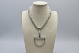Western Silver Horse Bit Statement Necklace with Rhinestone Snake Chain — Bold Equestrian Jewelry